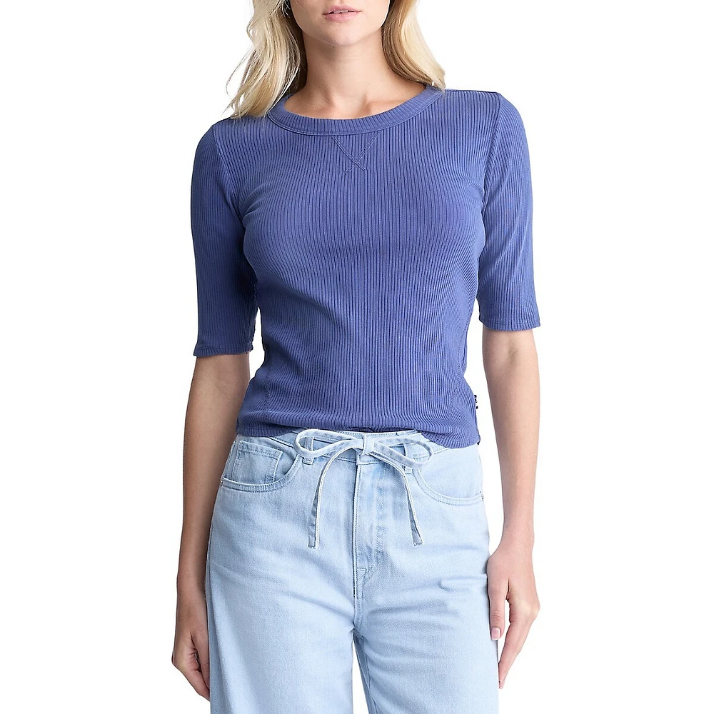 Tabbey Ribbed Half-Sleeve Top