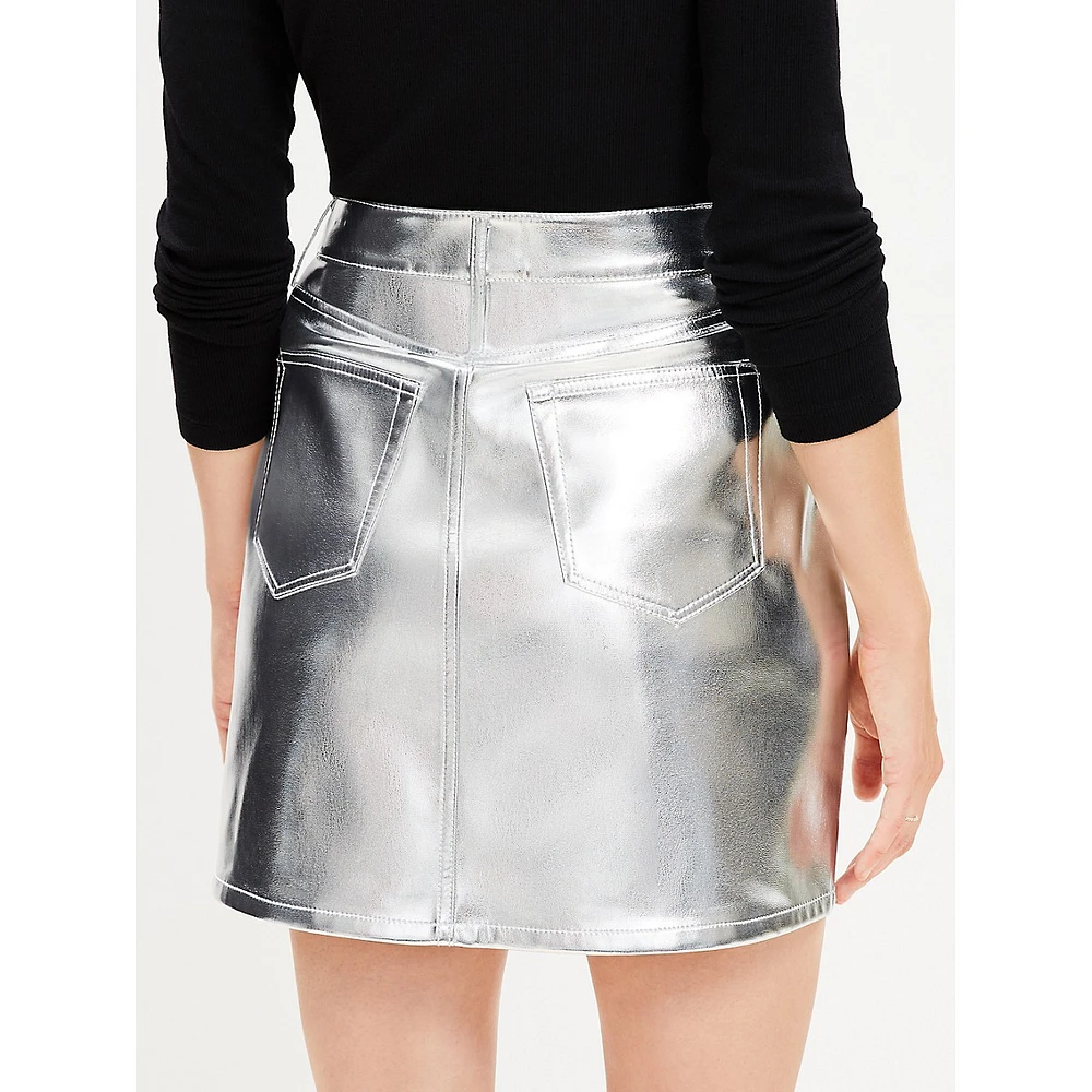 Metallic Faux Leather Mini Skirt