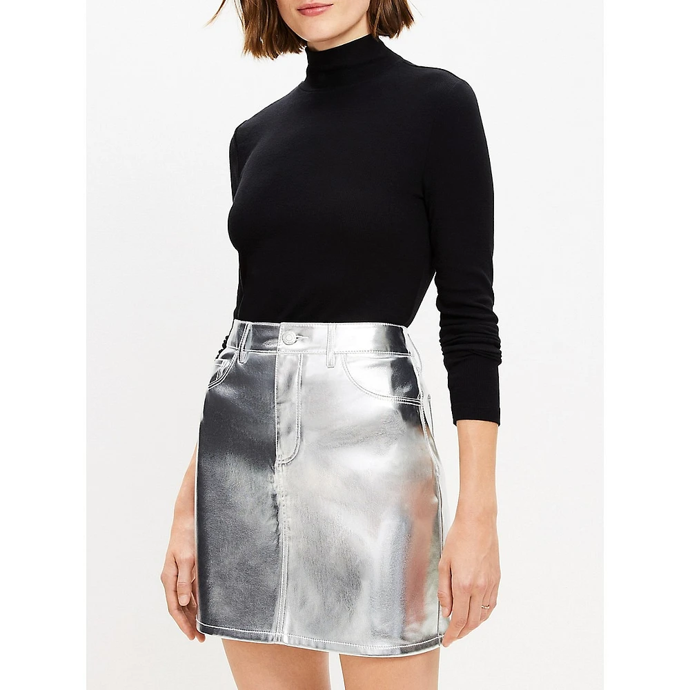 Metallic Faux Leather Mini Skirt