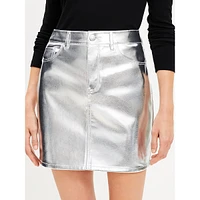 Metallic Faux Leather Mini Skirt