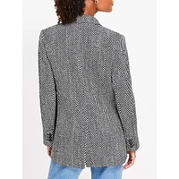 Oversized Herringbone Double-Breasted Blazer