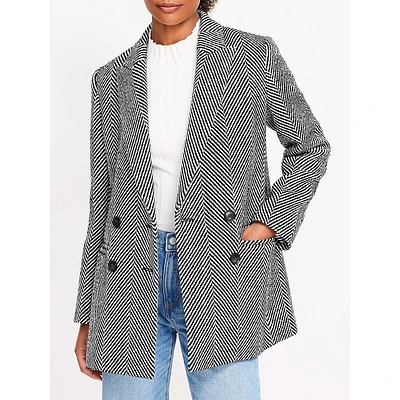 Oversized Herringbone Double-Breasted Blazer