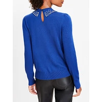 Long Sleeve Beaded Collar Sweater