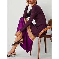 Colourblock Ribbed Mockneck Sweater Dress