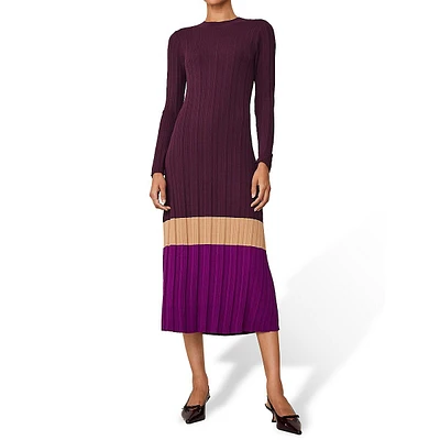 Colourblock Ribbed Mockneck Sweater Dress