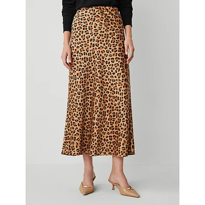 Animal Print Bias Slip Skirt