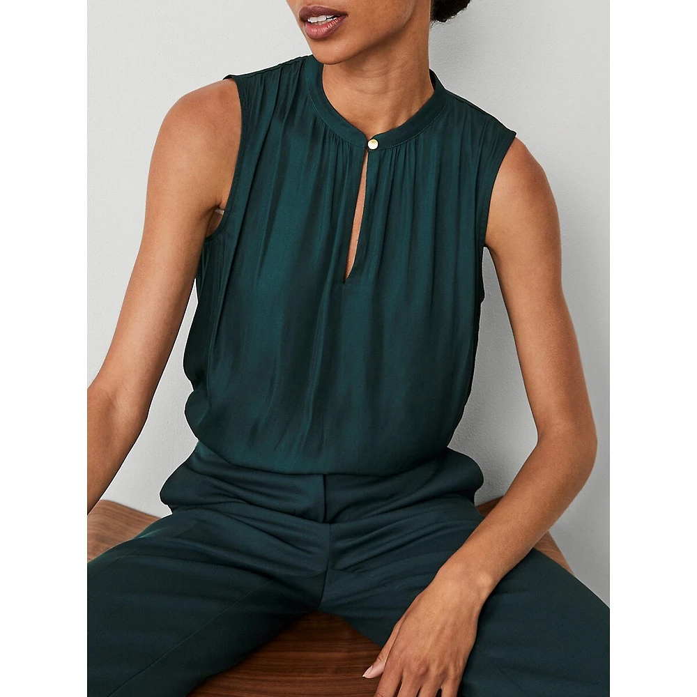 Sleeveless Keyhole Popover Top