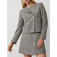 Checked Double Breasted Patch Pocket Jacket