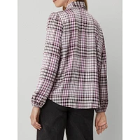 Plaid Tie V-Neck Popover