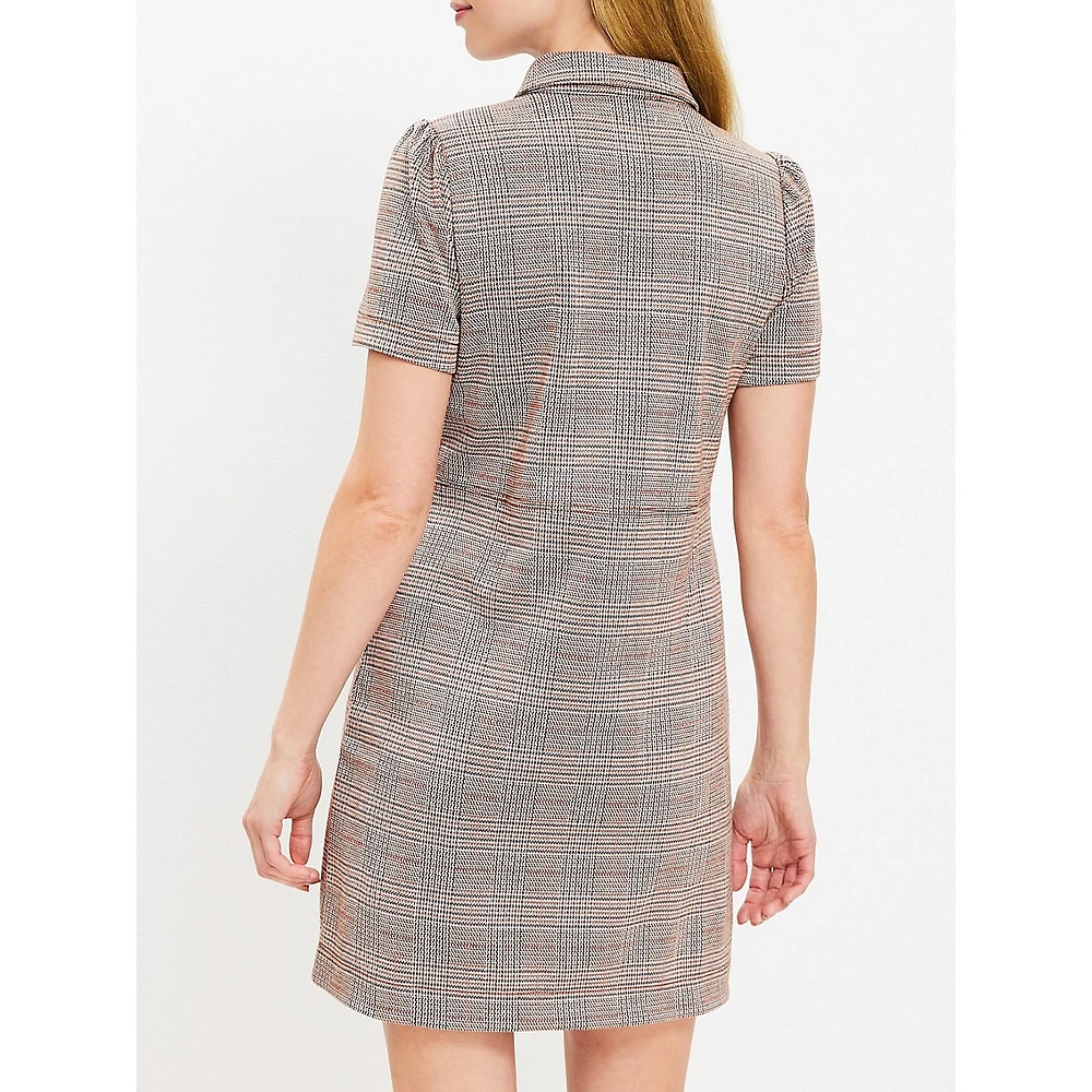 Plaid Mini Shift Pocket Dress