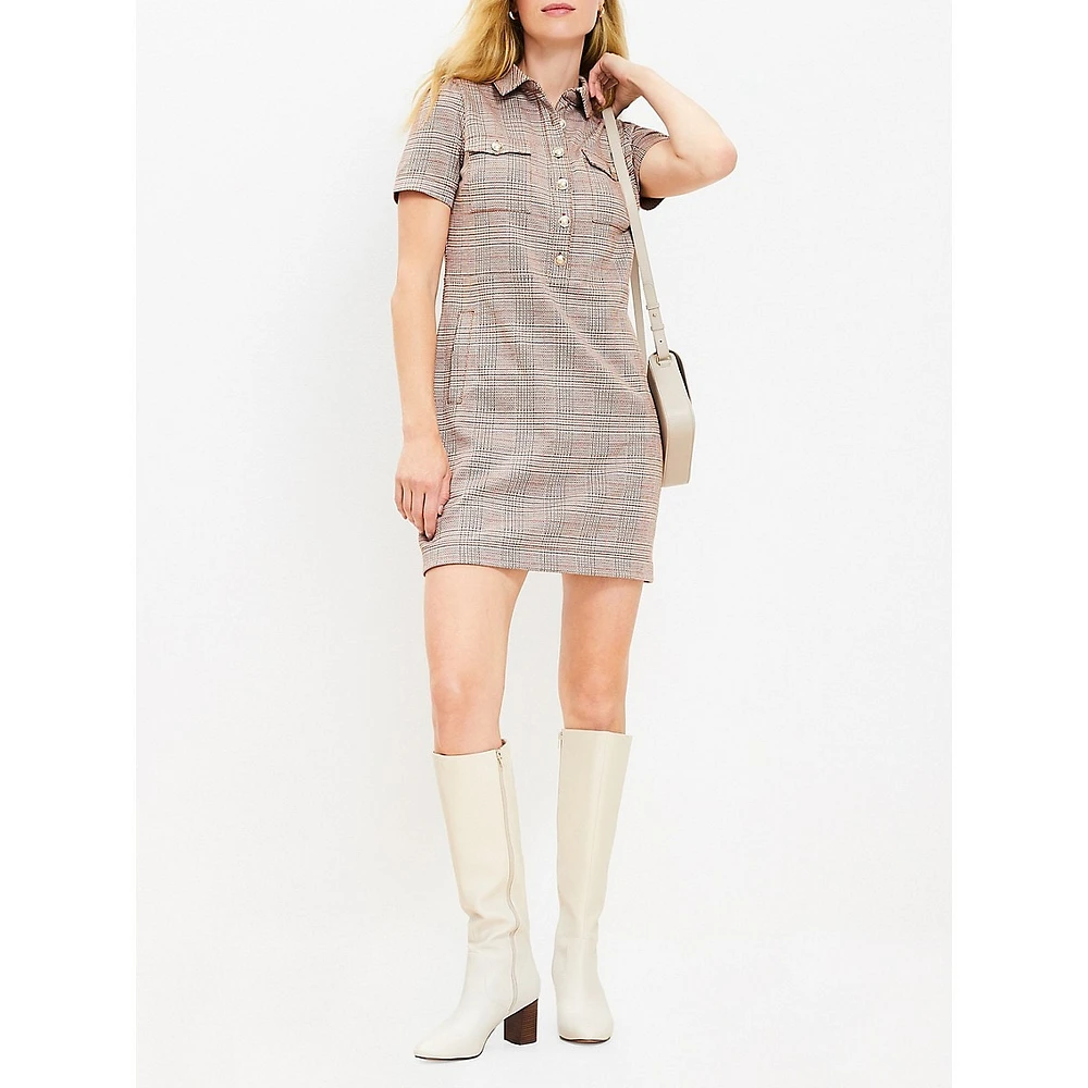 Plaid Mini Shift Pocket Dress