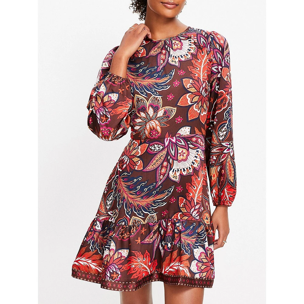 Folk Paisley Fit-&-Flare Mini Dress