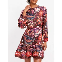 Folk Paisley Fit-&-Flare Mini Dress