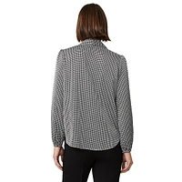 V-Neck Blouse with Tie