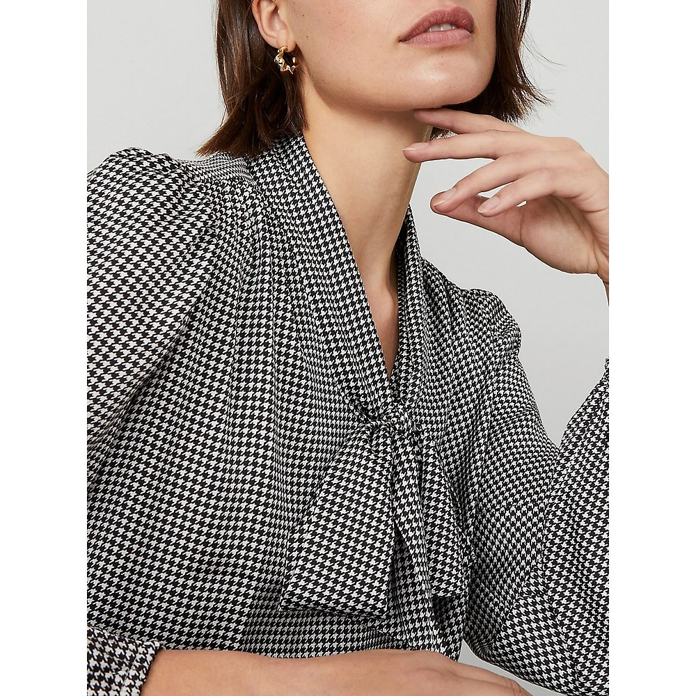 V-Neck Blouse with Tie