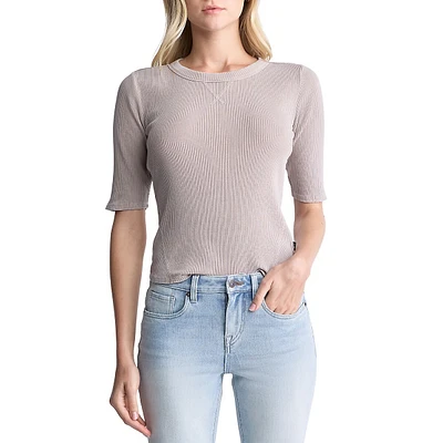 Tabbey Ribbed Half-Sleeve Top