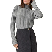 Wide Rib Mock Neck Sweater
