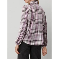 Plaid Tie V-Neck Popover