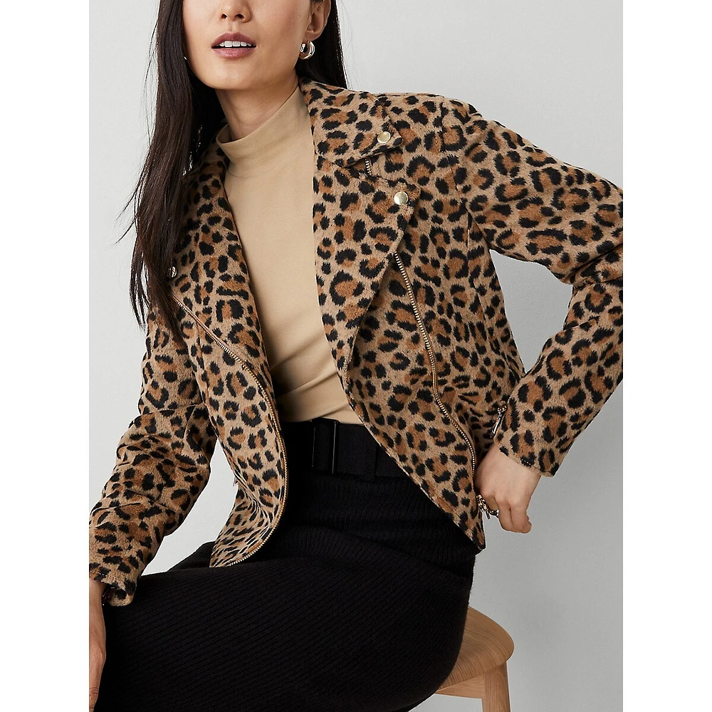 Animal Print Moto Jacket