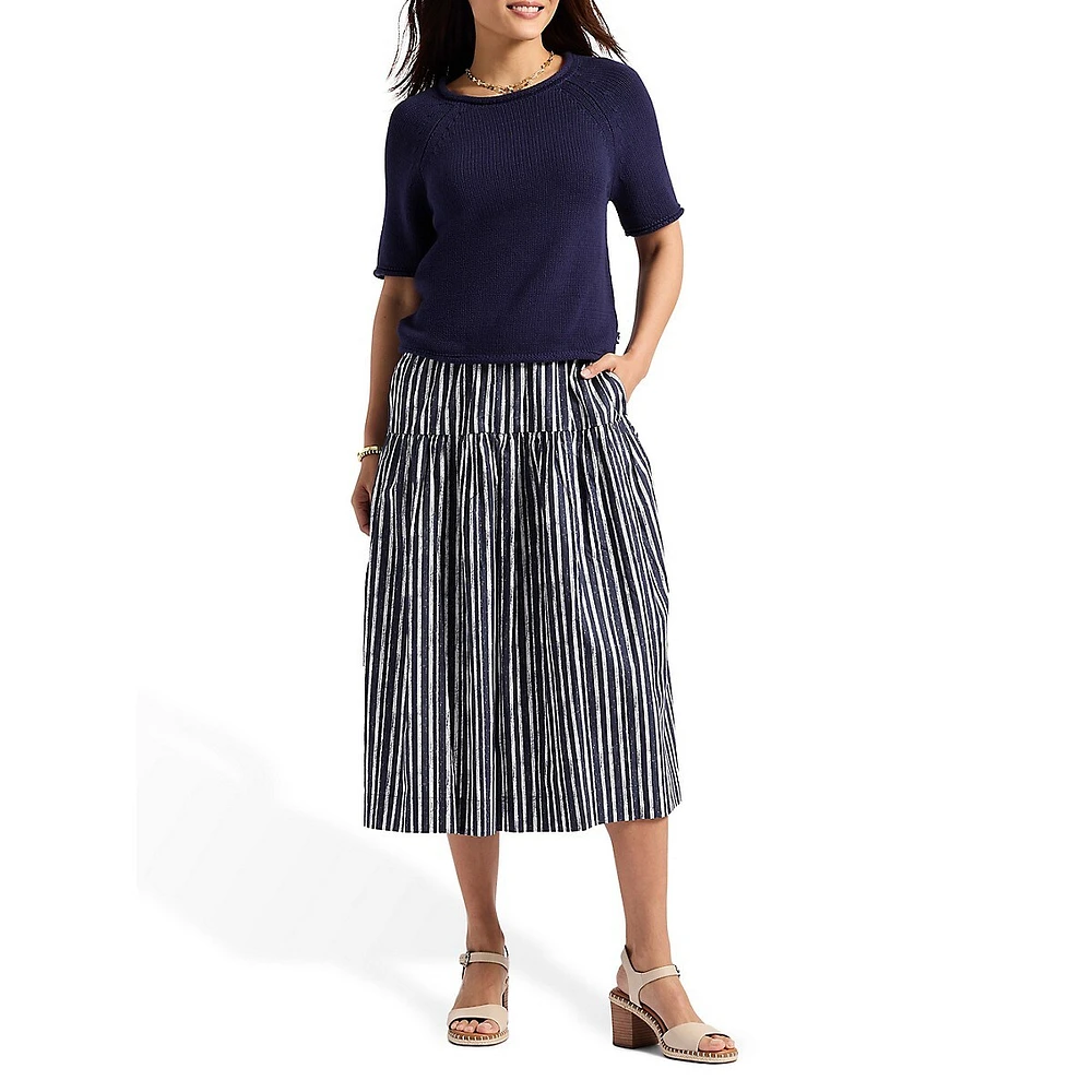 Lupita Striped Tiered Midi Skirt
