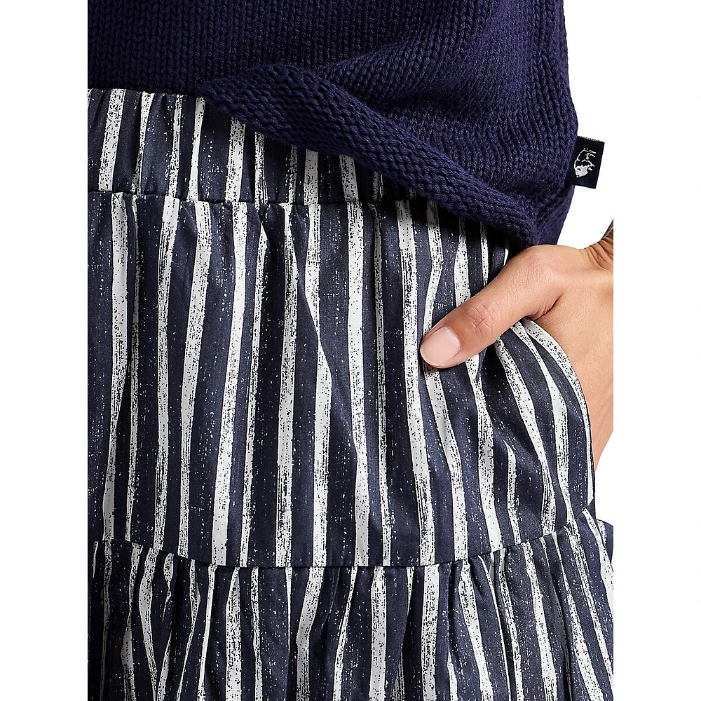 Lupita Striped Tiered Midi Skirt