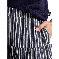 Lupita Striped Tiered Midi Skirt