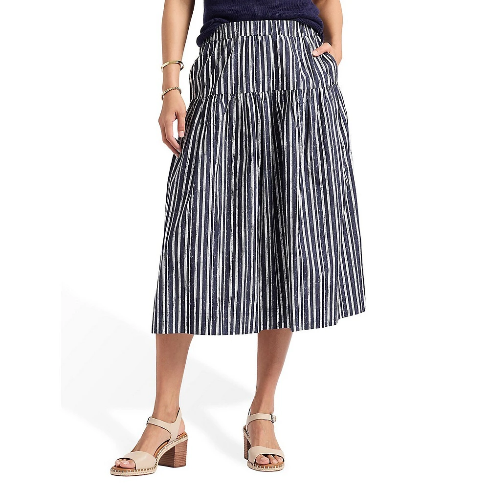 Lupita Striped Tiered Midi Skirt