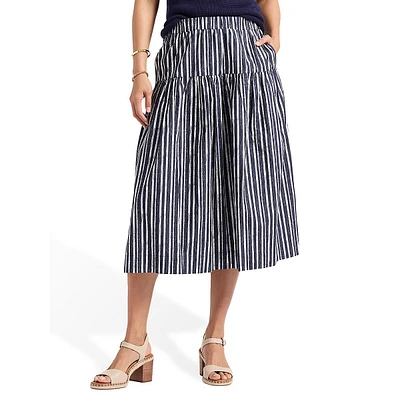 Lupita Striped Tiered Midi Skirt