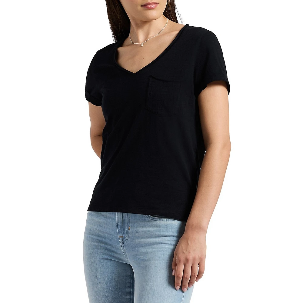 Moxie V-Neck Slub-Knit T-Shirt