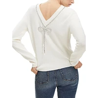 Reversible Jeweled Bow Sweater