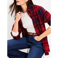 Plaid Angled Cuff Tunic Shirt