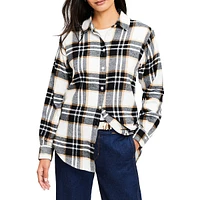 Plaid Angled Cuff Tunic Shirt