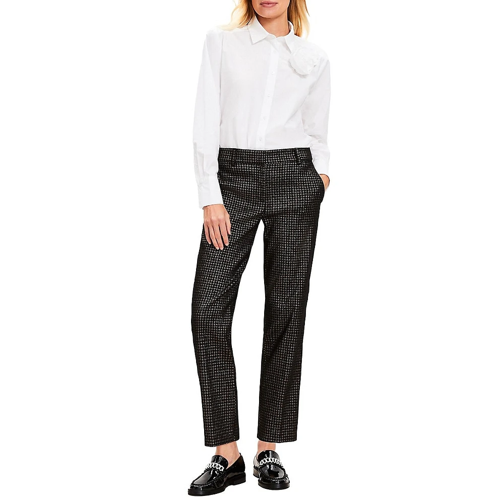 Riviera Slim Pants Metallic Houndstooth Jacquard