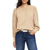 Floral Textured Balloon Sleeve Blouse