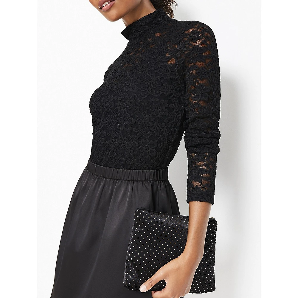 Floral Lace Turtleneck Top