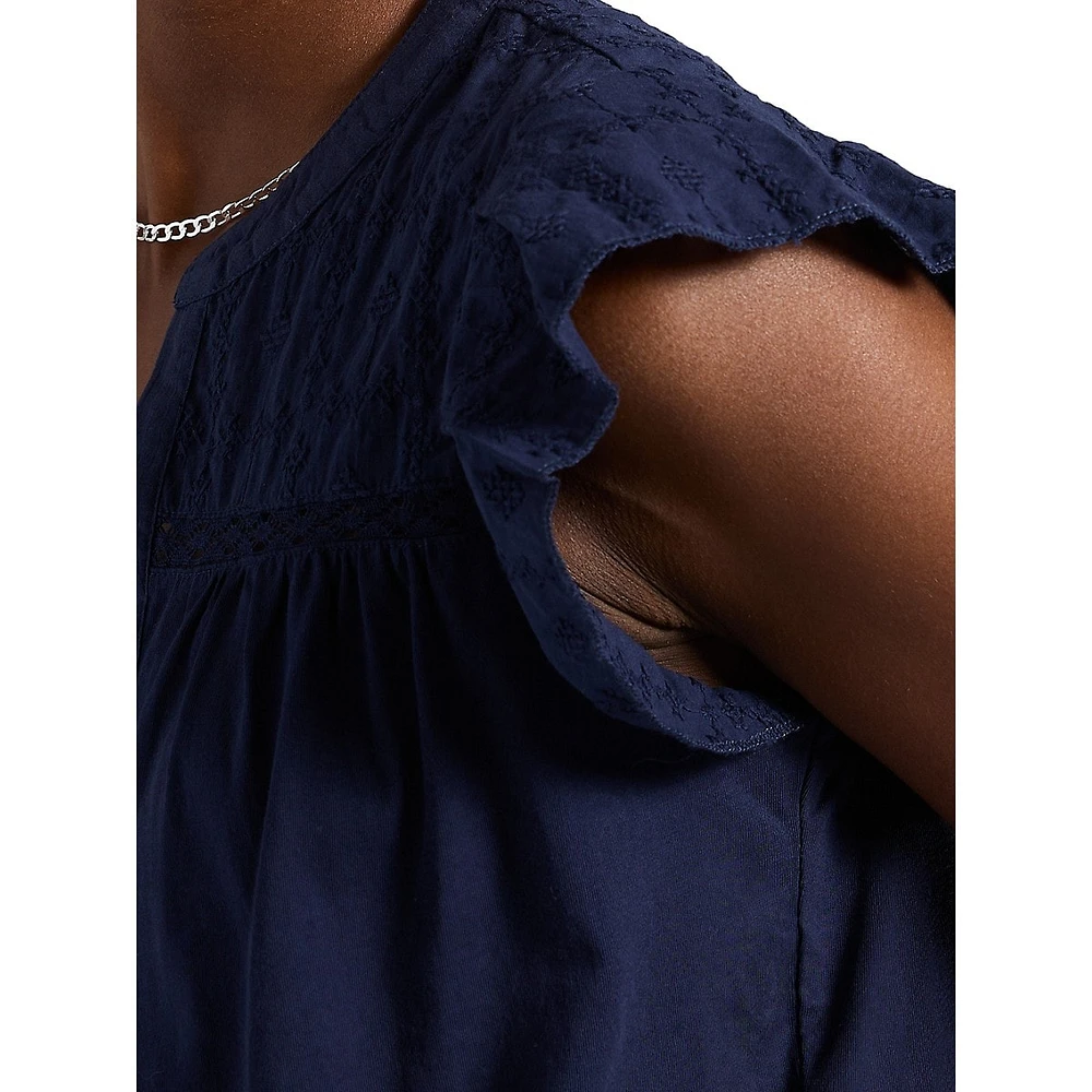 Mckaylie Lace & Embroidery-Detailed Top