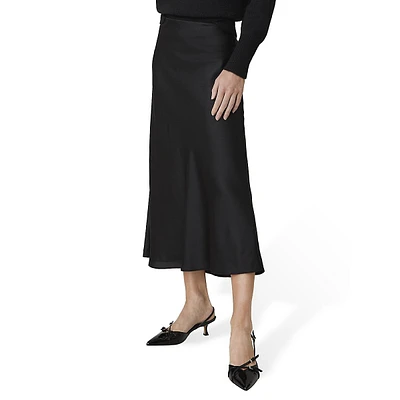 Satin Bias Midi Slip Skirt