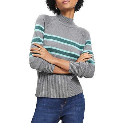 Long Sleeve Mock Neck Striped Sweater