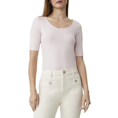 Scoop Neck Elbow Sleeve T-Shirt