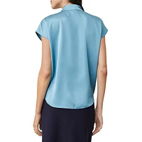 Satin Dolman Mock Neck Blouse