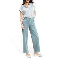 Palmer Wide Leg Crop Pants Twill