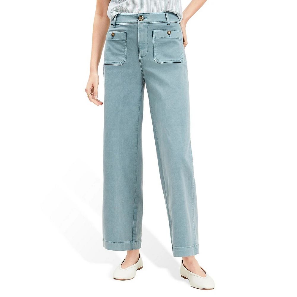 Palmer Wide Leg Crop Pants Twill