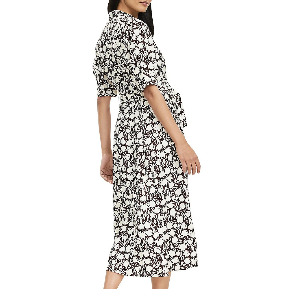 Robe mi-longue à ceinture tulipe avec poches