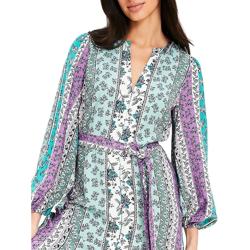 Floral Stripe Belted Mini Dress