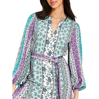 Floral Stripe Belted Mini Dress