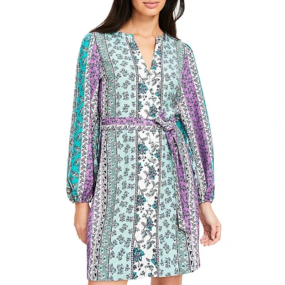 Floral Stripe Belted Mini Dress