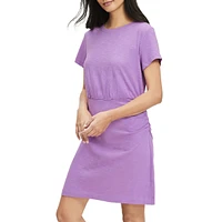 Ruched Mini Short-Sleeve Dress