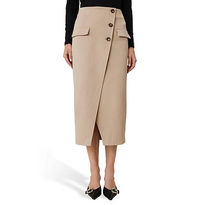 Button Wrap Pocket Skirt