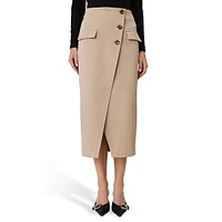 Button Wrap Pocket Skirt