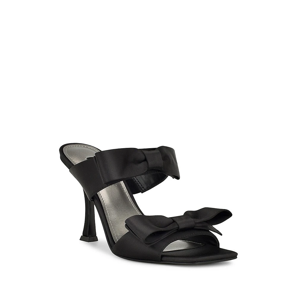 Yoloh2 Satin Bow Heeled Slide Sandals